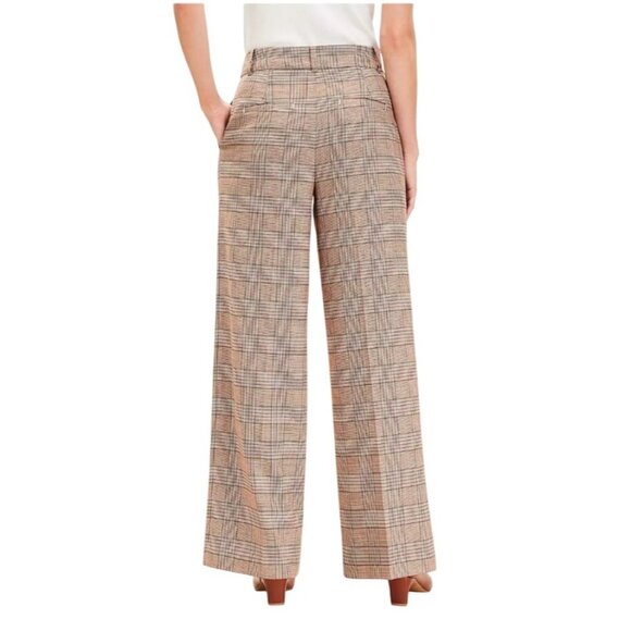 Loft Peyton Trouser in Plaid Womens High-Waist Wide Leg Pants Size 4 - Picture 2 of 16